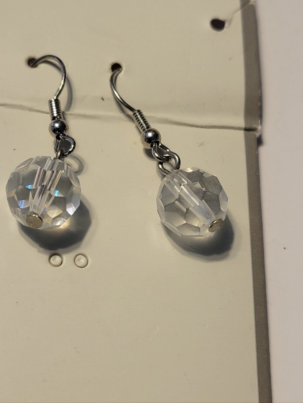 Clear Faceted Drop Earrings - Dangle Style
